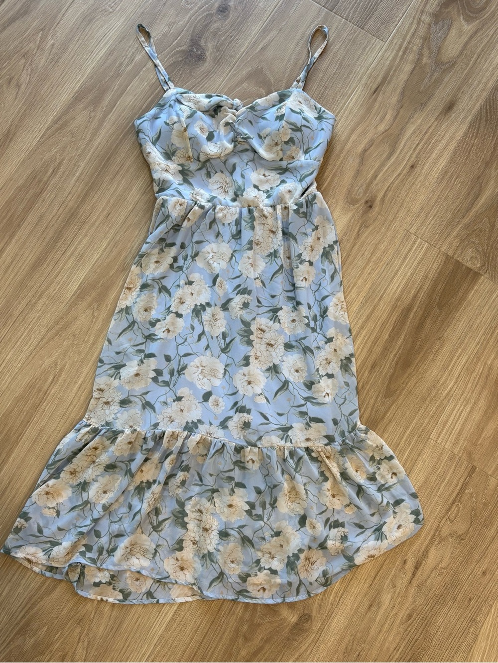 AS U WISH Blue Floral Midi Dress – Size Small